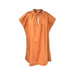 Harshman Kuniyoshi Ruched Neck Keyhole Terra Cotta color Mini Dress
